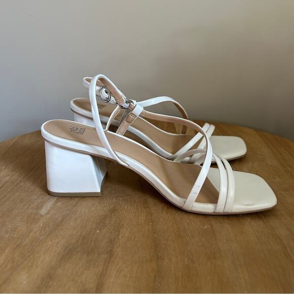 Wild Fable White Strappy Square Toe Block Heel Buckle Strap High Heels Size 6.5 - Picture 7 of 14